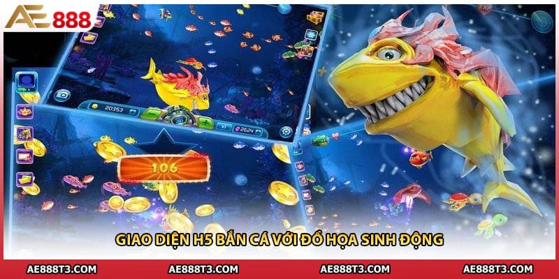 Giao diện h5 bắn cá với đồ họa sinh động