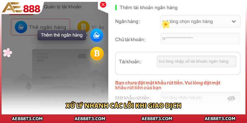 Xử lý nhanh các lỗi khi giao dịch